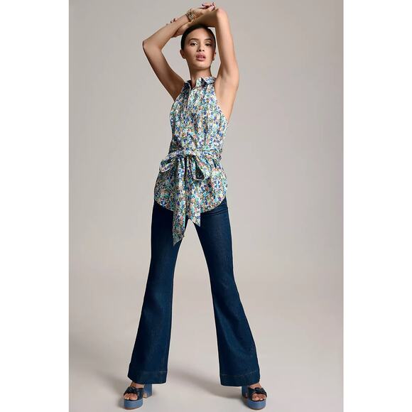 Maeve Anthropologie Floral Tie Front Sleeveless Women's Top Sz Small - Picture 11 of 11